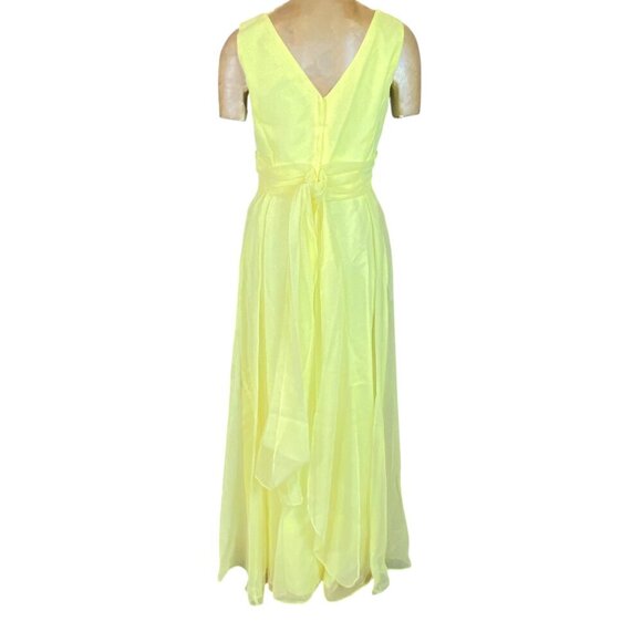 Vintage 60s Long Gown/Dress Prom Formal Wedding Sz 14 Yellow #213N - Picture 4 of 7